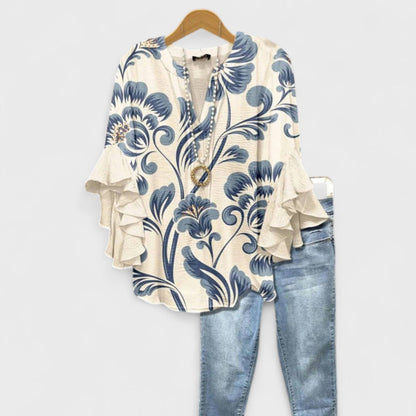 Cordelia™ | Blouse Imprimée pour Femmes avec Manches Volantes