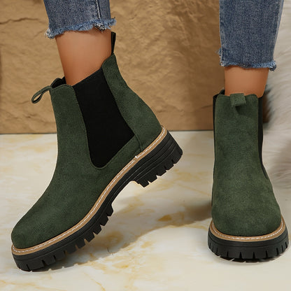 Bottines pour femmes en couleur unie avec semelle épaisse