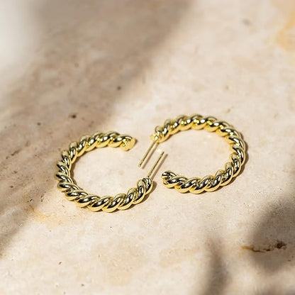 Boucles d'oreilles créoles torsadées | Or