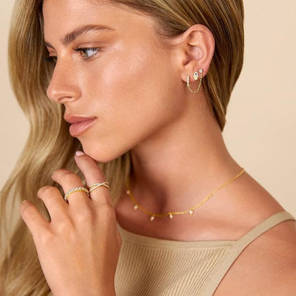 Boucles d'oreilles Adella en chaîne | Or