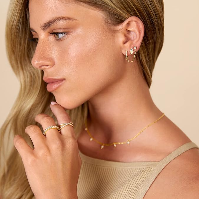 Boucles d'oreilles Adella en chaîne | Or