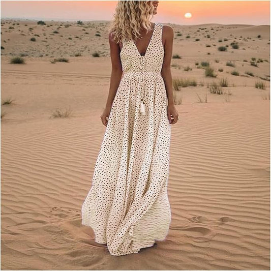 Ismena - Robe Maxi Boho à Pois