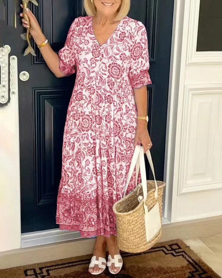 Tallis | Robe Florale Viscérale à Encolure en V