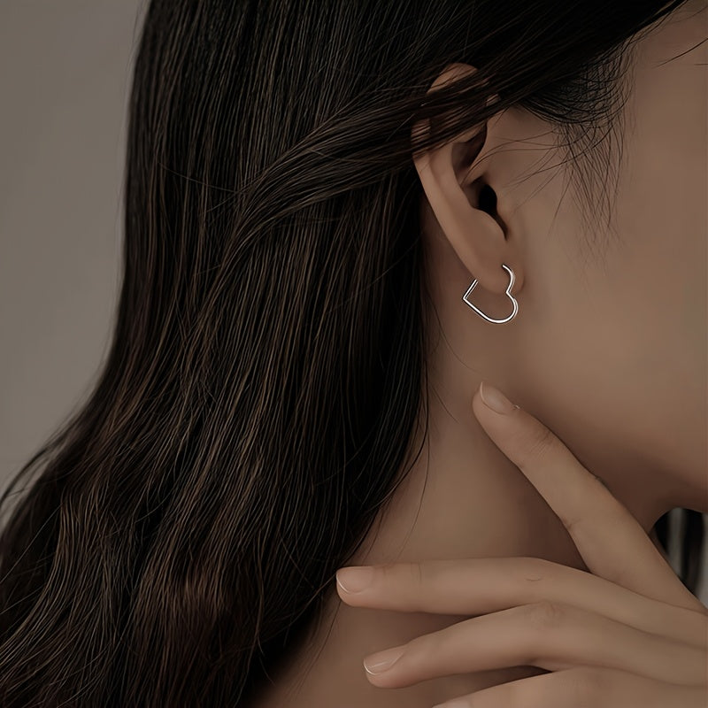 Boucles d'oreilles en acier inoxydable cœur doré