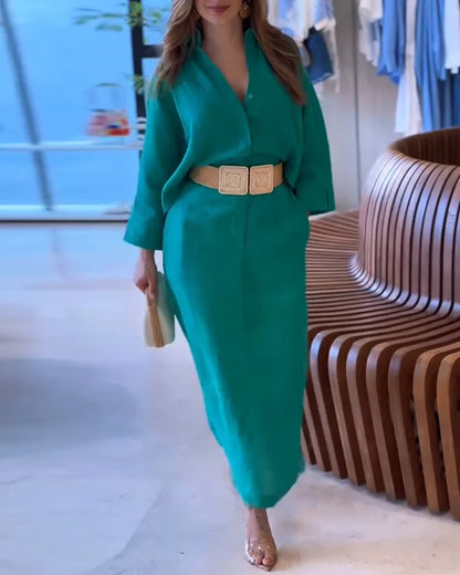 Robe à manches longues en couleur unie