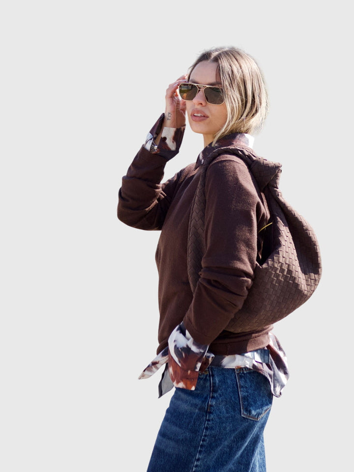 Celeste | Sac Medium Suédé Tressé avec Nœud