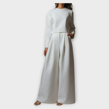 Ensemble Élégant à Deux Pièces avec Pantalons Amples