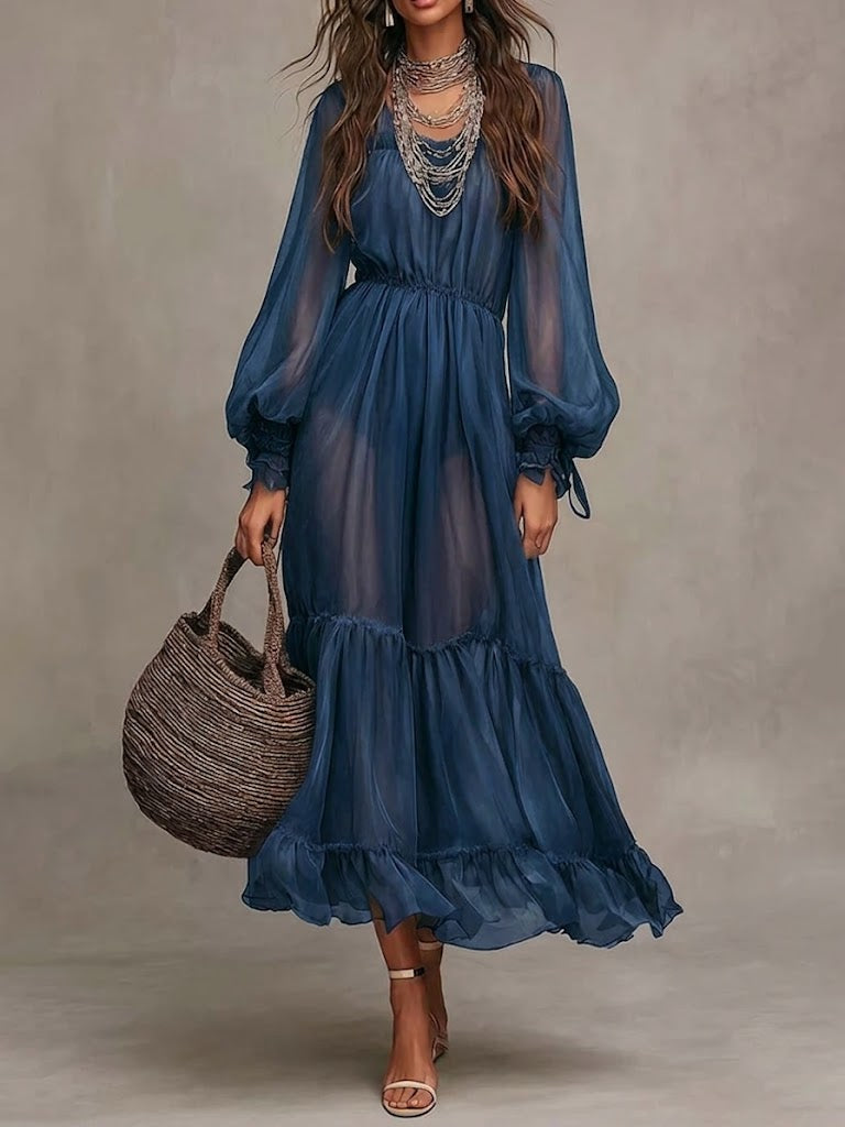 Gerda | Robe Midi Élégante avec Décolleté en V