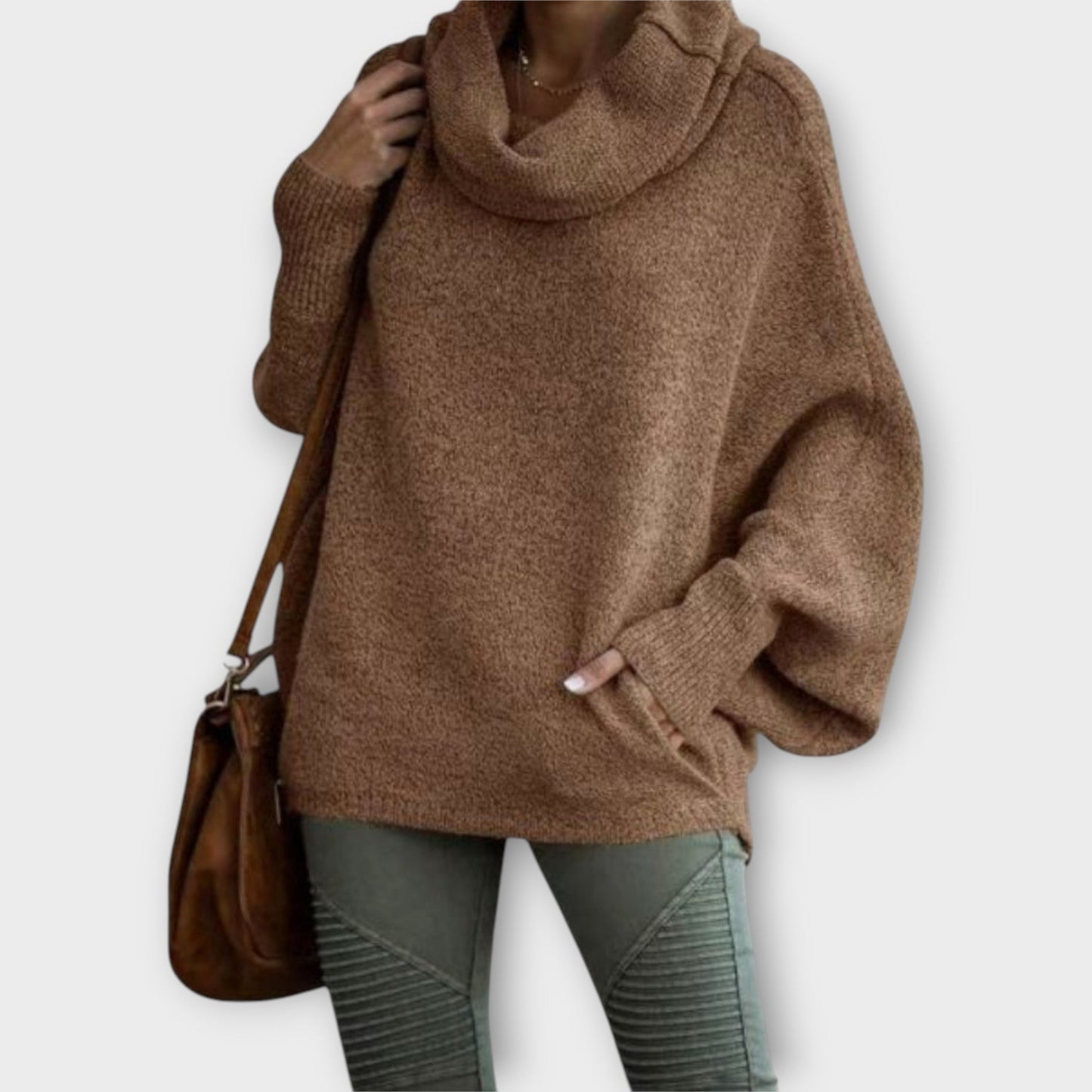 Pull Oversize avec Col Cowl et Coupe Relaxed
