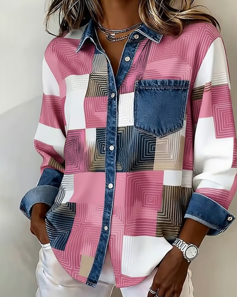 Séraphine | Chemise Color Block avec Col Fashion