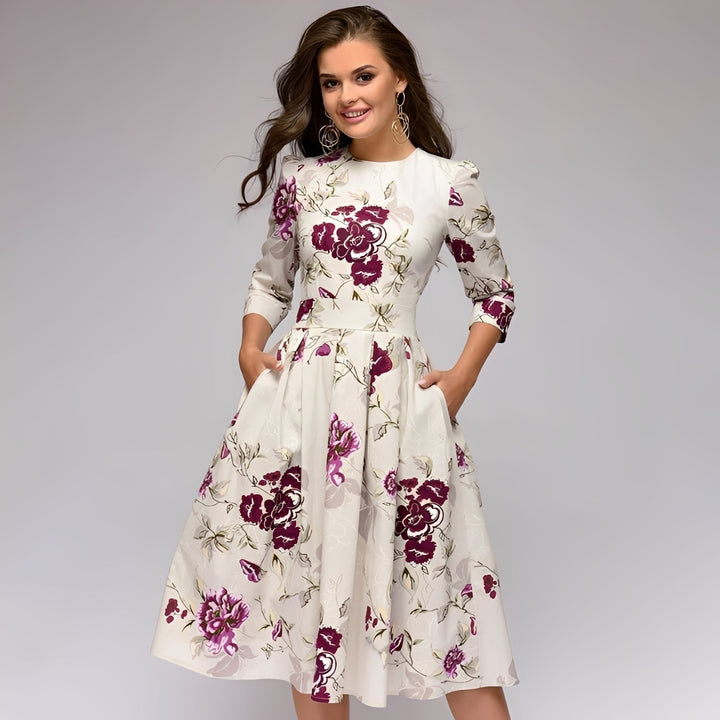 Catherine - Robe A-Ligne élégante avec imprimé floral pour dames