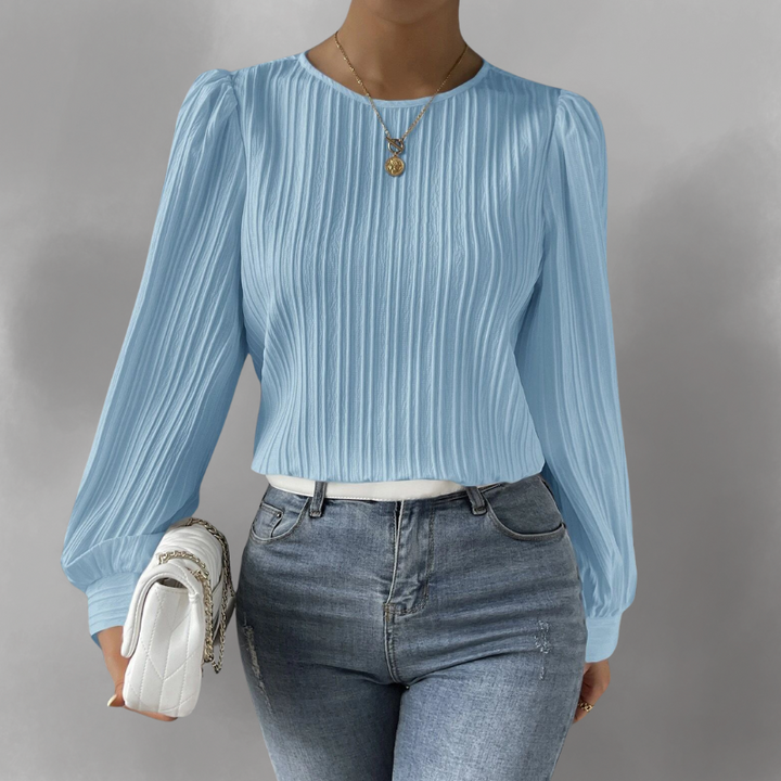 Carly – Blouse Longue à Manches Plissées