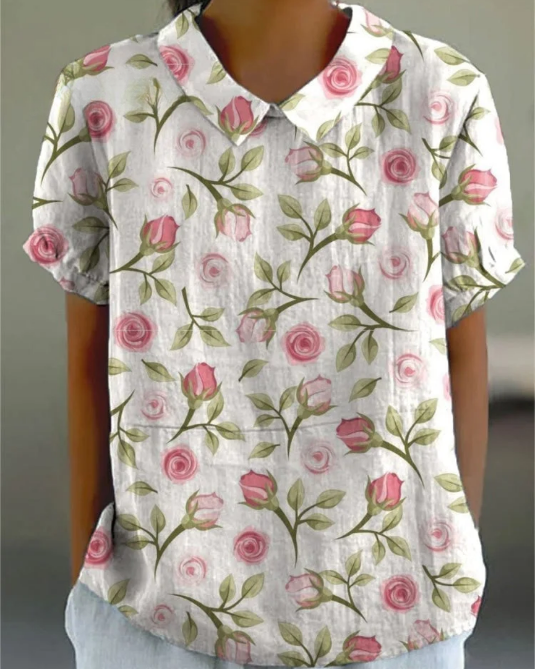 Beatrix | Chemise en Coton-Lin à Fleurs Rétro