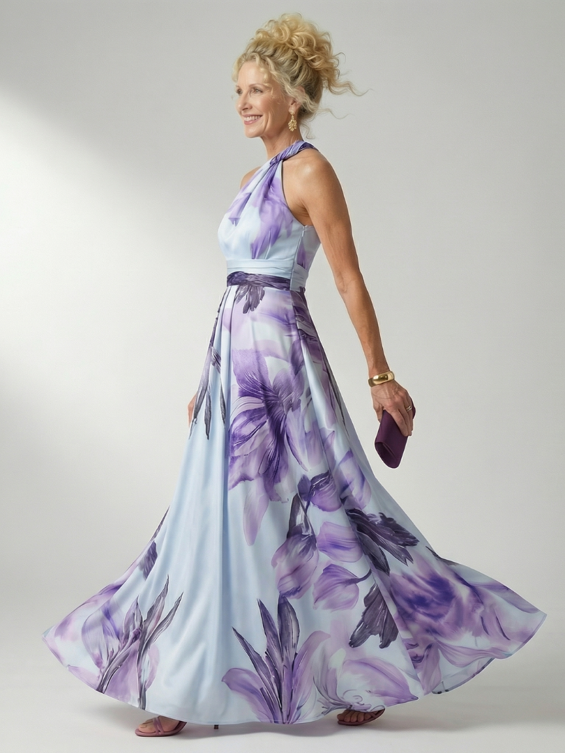 Amiel | Robe Maxi Fleurie Léger - Coupe Américaine Sans Manches