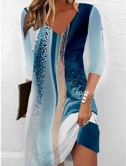 Alicia - Robe élégante avec décolleté en V et imprimé pour femmes