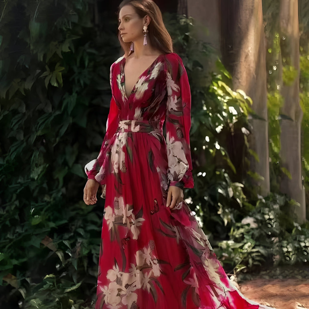 Becca - Robe en chiffon élégante avec imprimé floral pour femmes