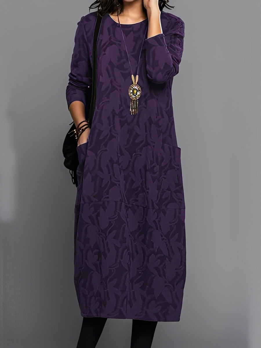 Kadence - Robe élégante à manches longues avec imprimé pour femme