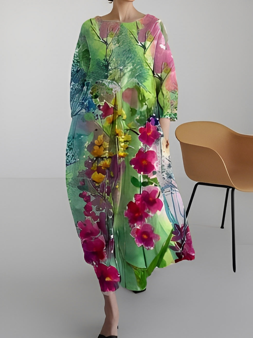 Claudia - Robe multicolore à manches mi-longues pour femmes