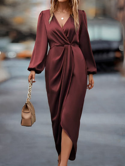 Diantha - Robe élégante avec manches lanternes ouvertes pour femmes