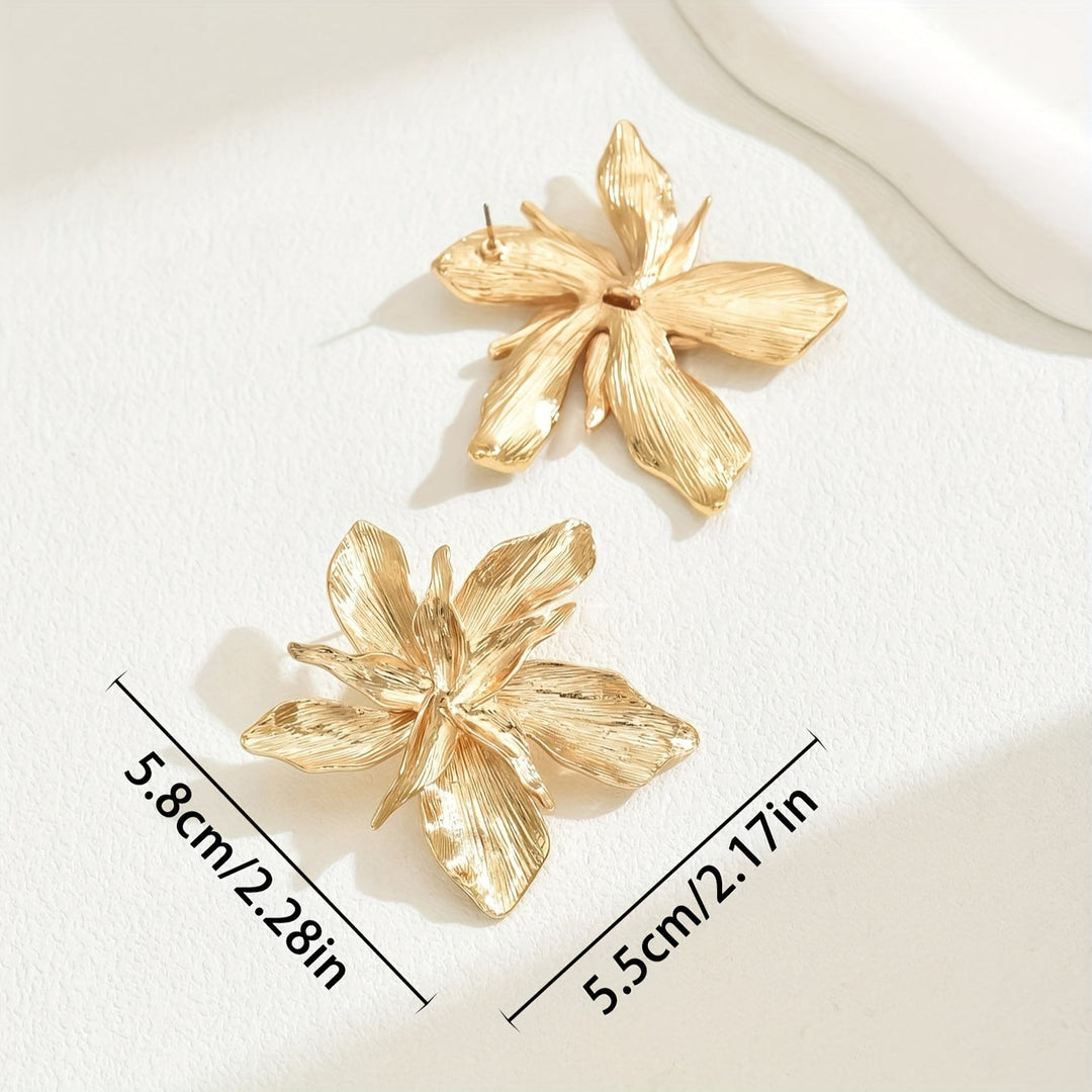 Lana | Boucles d'Oreilles en Goutte Florales Dorées