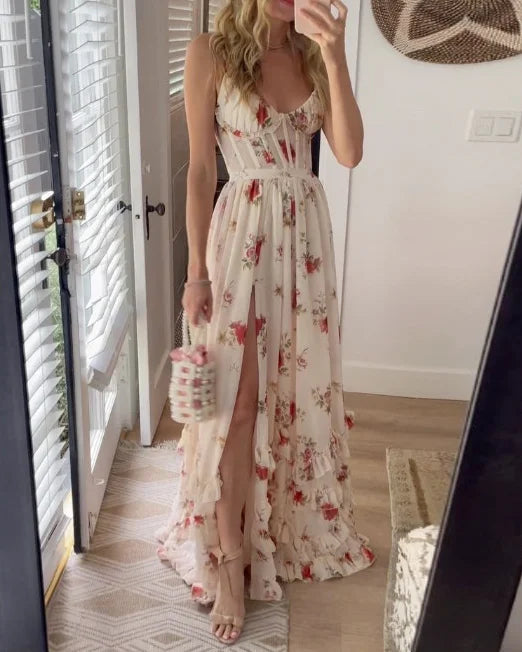 Carlota | Robe d'invitée de Mariage fleurie  pour femme | Maxi
