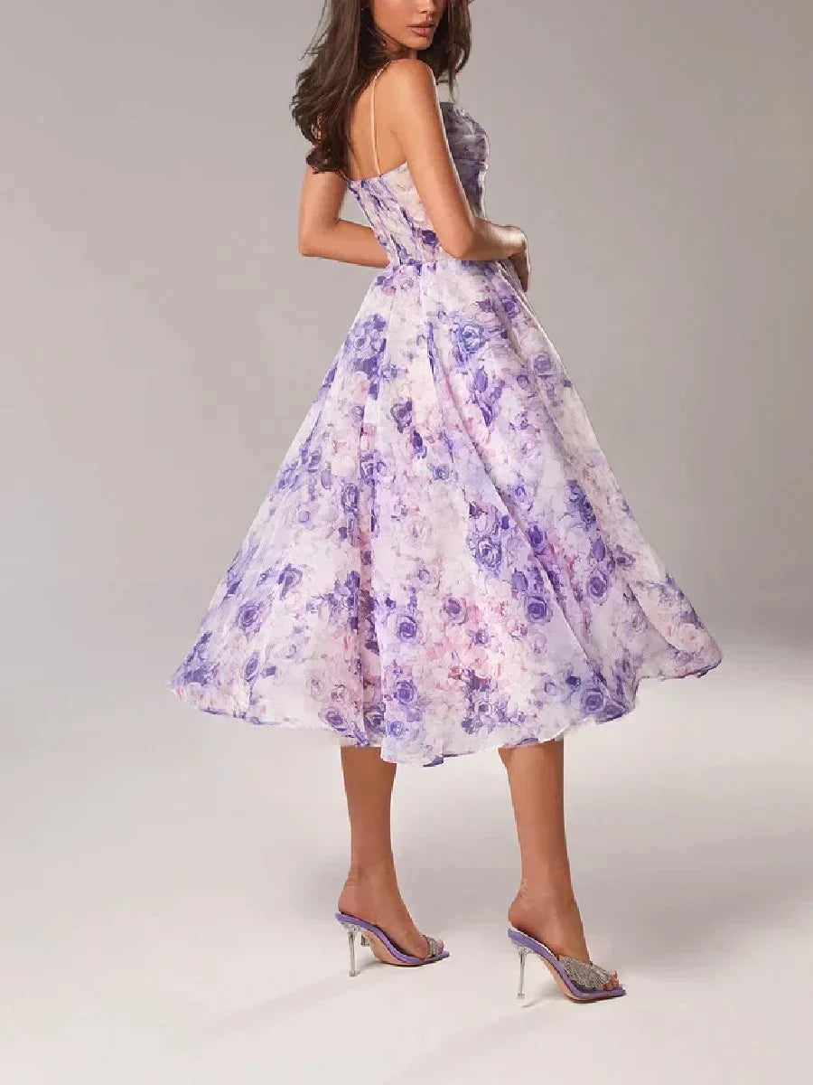 Emilia - Élégant Robe Sans Manches Imprimée