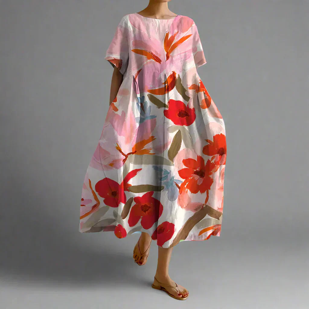 Xyrhilda | Robe d'Été à Motif Floral et Coupe Fluide