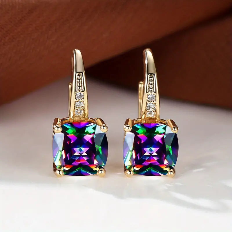 Boucles d'oreilles créoles avec Pierre Mystique | Or