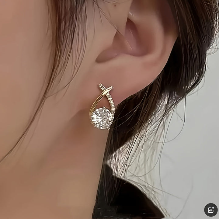 Boucles d'oreilles en zirconium Golden Cross
