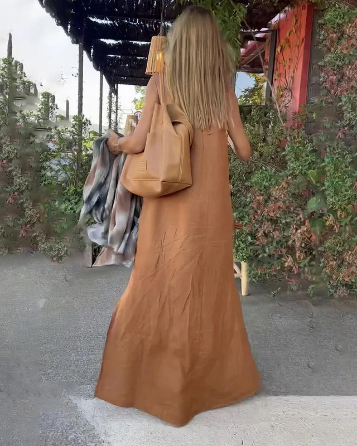 Brynn - Robe Maxi en Coton et Lin avec Décolleté Halter pour Femmes
