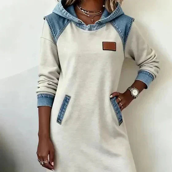 Alexa | Robe à Capuche Contrastée Confortable