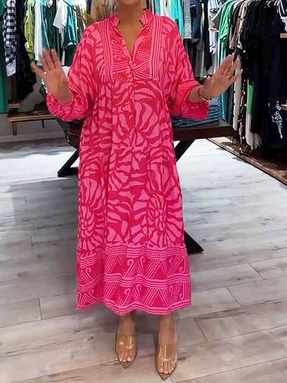 Elka™ - Robe Ample Imprimée avec Décolleté en V pour Femmes