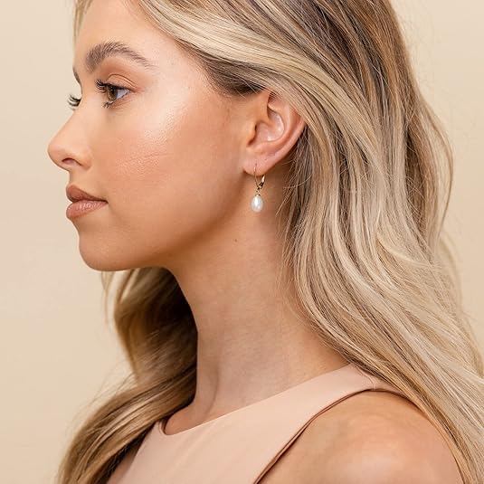 Boucles d'oreilles pendantes avec perle | Or