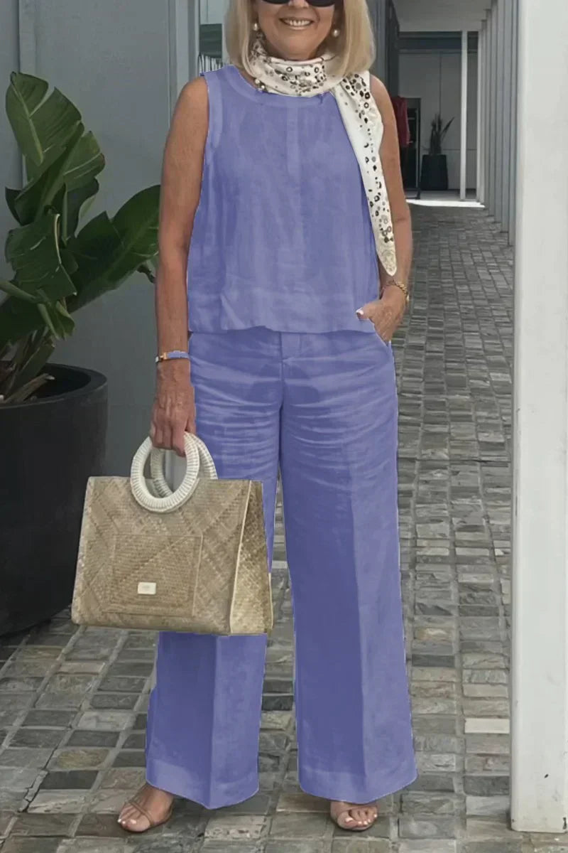 ZURI – COSTUME SANS MANCHES EN COTON ET LIN
