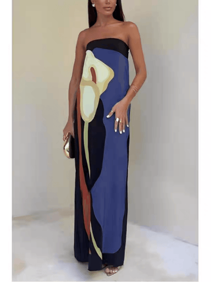 Joan | Robe Maxi de Fête Imprimée Sans Manches au Style Côtier