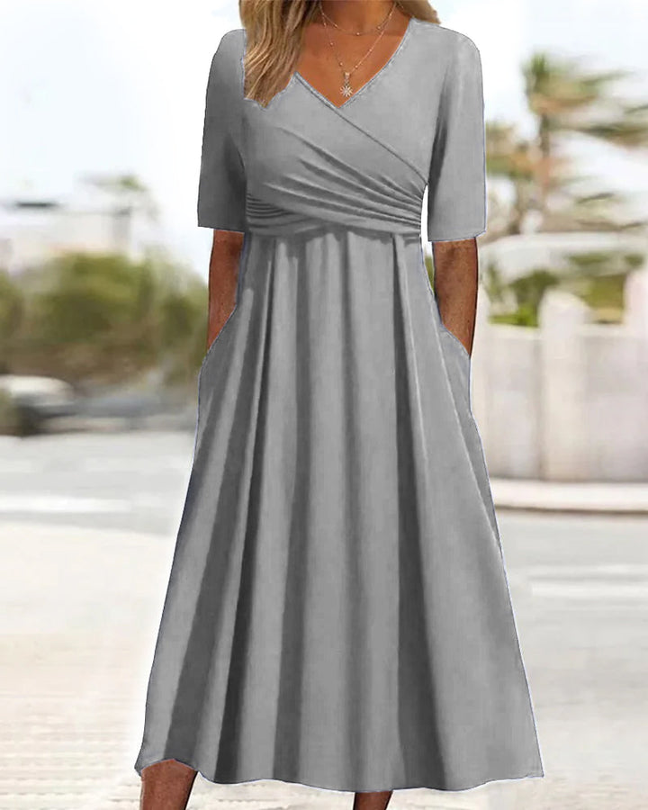 Carys - Robe enveloppante à manches courtes