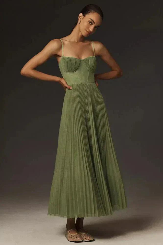 Isabella | Robe midi en tulle plissé