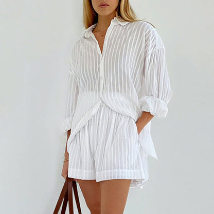 Yselia - Ensemble Chemise Boutonnée et Shorts Léger