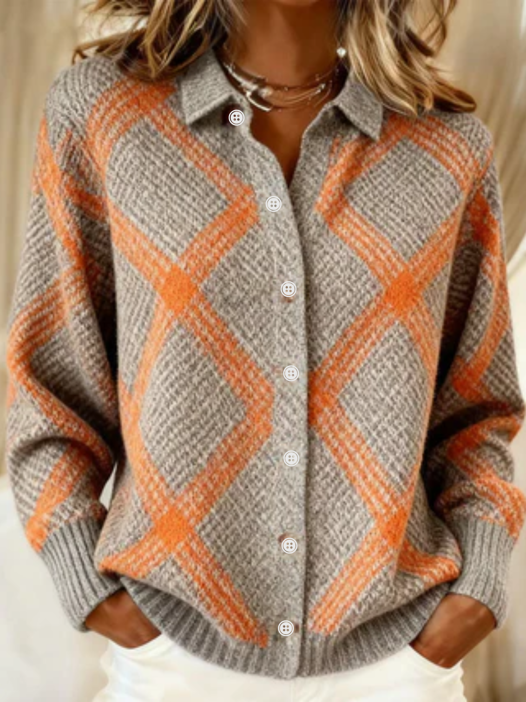 Christina™ – Blouse à Carreaux Fabriquée en Tissu de Sweat Doux et Chaud