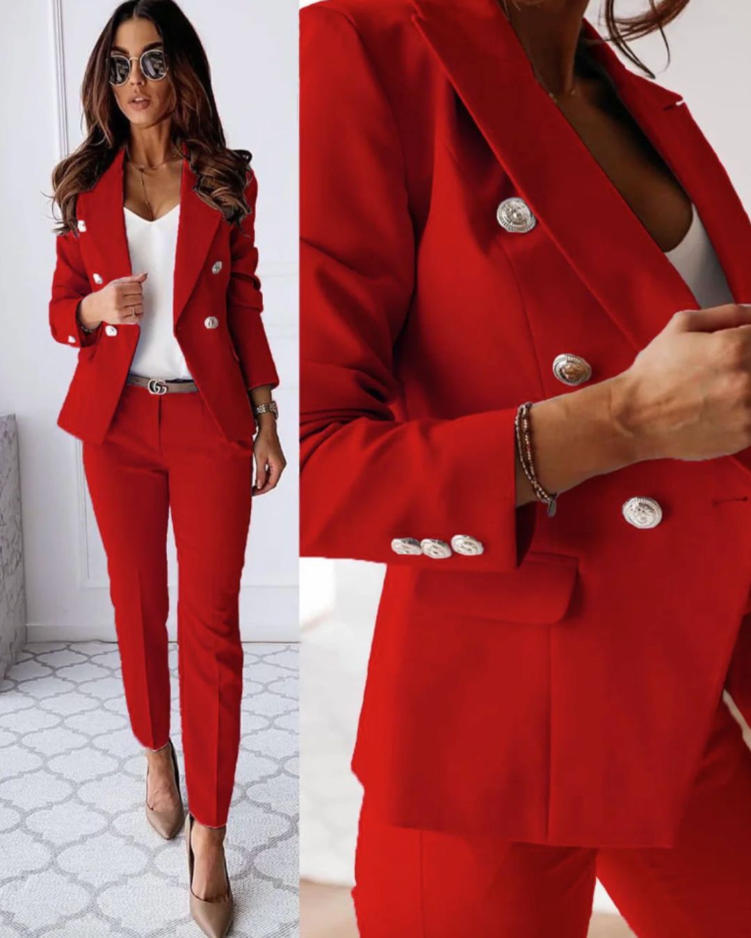 Costume Femme Double Boutonnage – Blazer Sur Mesure & Pantalons Élégants
