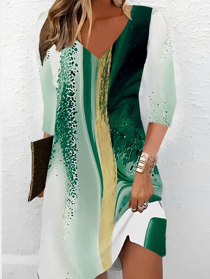 Alicia - Robe élégante avec décolleté en V et imprimé pour femmes