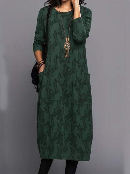 Kadence - Robe élégante à manches longues avec imprimé pour femme
