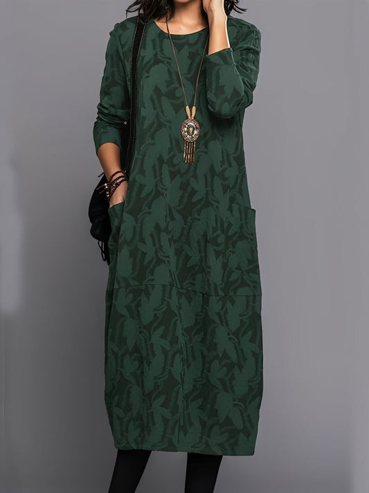 Kadence - Robe élégante à manches longues avec imprimé pour femme