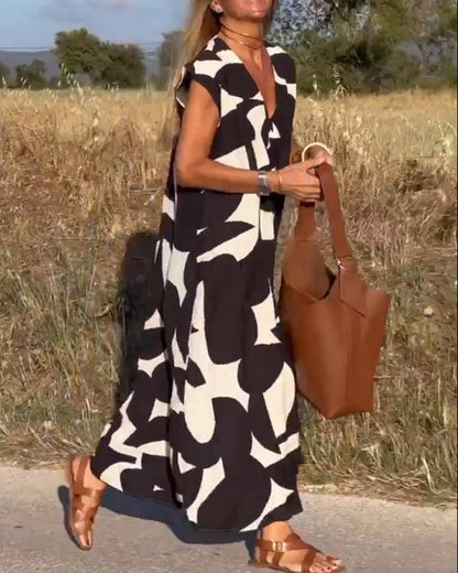 Lauren | Robe A-Line Sans Manches Abstraite
