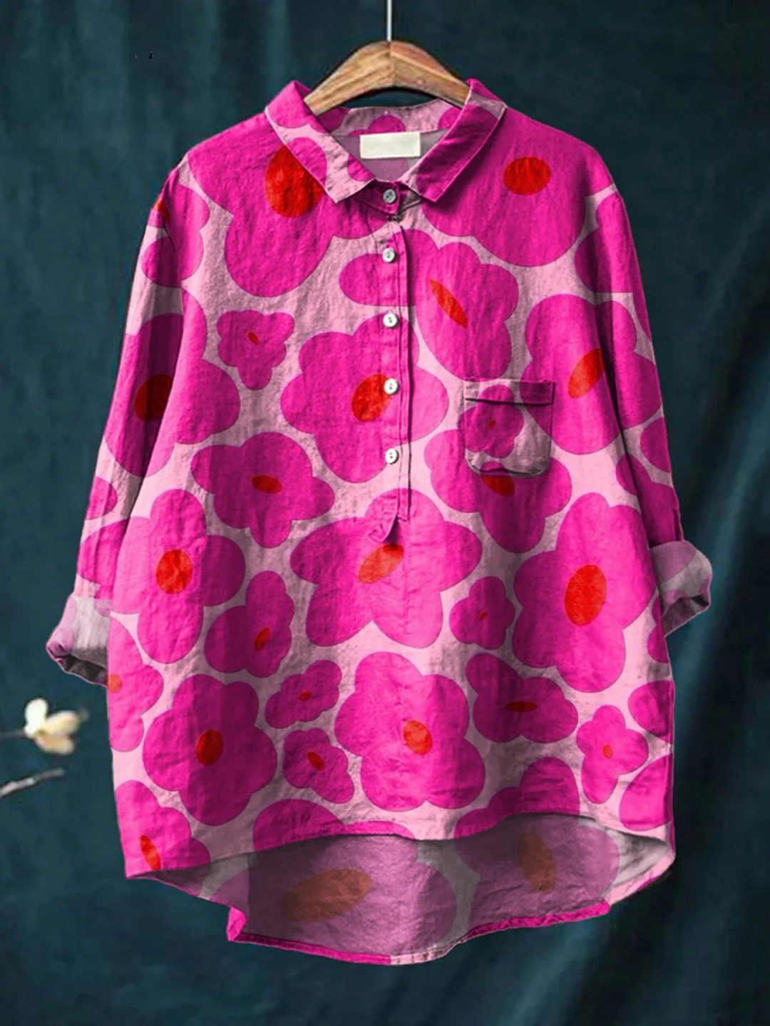 Amayah | Chemise décontractée pour femmes avec motif floral rose vif