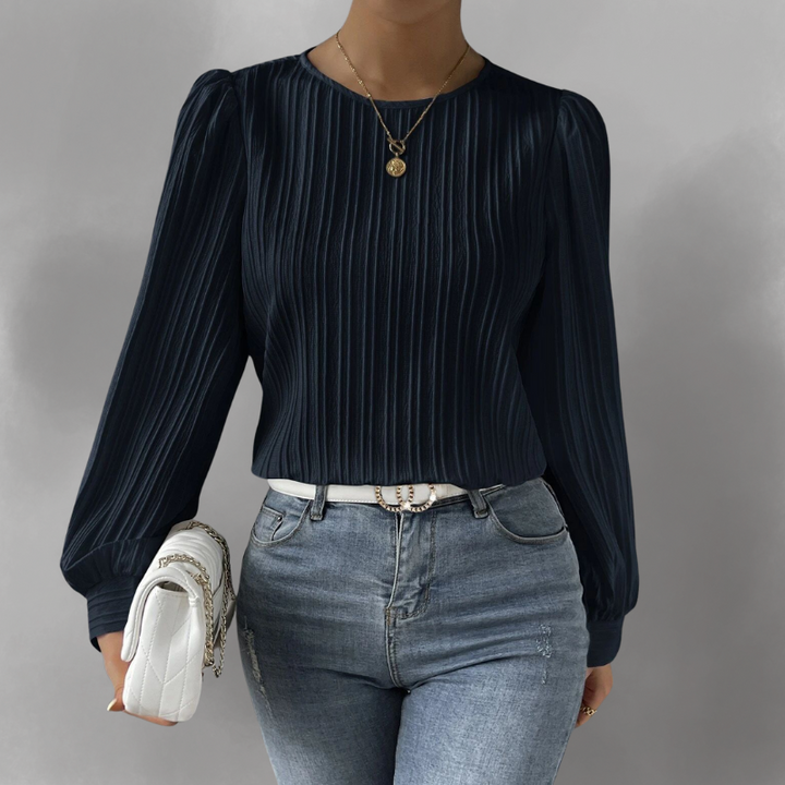 Carly – Blouse Longue à Manches Plissées
