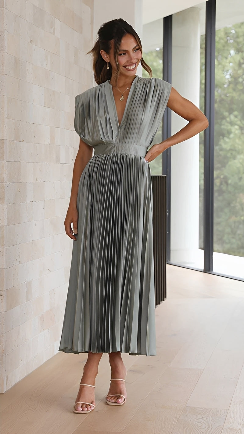 Alexia - Robe midi élégante avec décolleté en V pour femmes