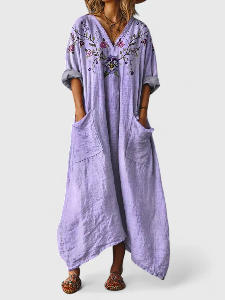 Althea – Robe Bohème Brodée à Coupe Fluide