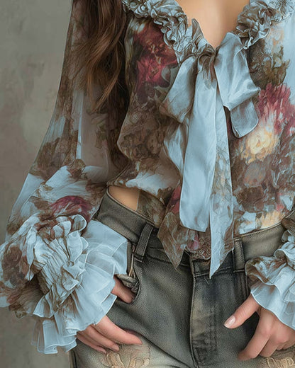 SAVANNAH – BLOUSE ROMANTIQUE AVEC NŒUDS À L'AVANT