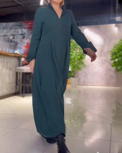 Evia™ - Robe longue ample avec revers et fente